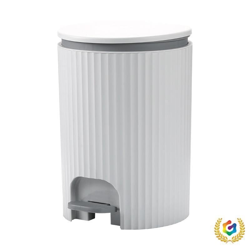 Plastový pedálny kôš do domácnosti, dizajn rímskeho stĺpu, pomalé zatváranie, s krytom, 7 L