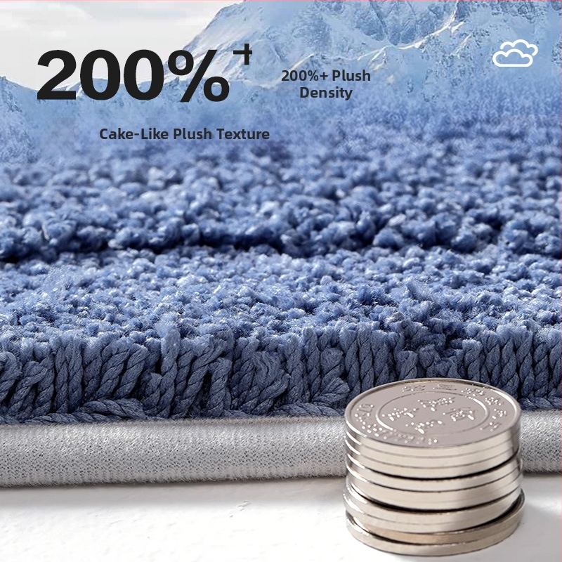 Obdĺžnikový kúpeľňový koberec, absorpčný, flokovaný povrch, protišmykový, zosilnený, dúhový vzor, polyester