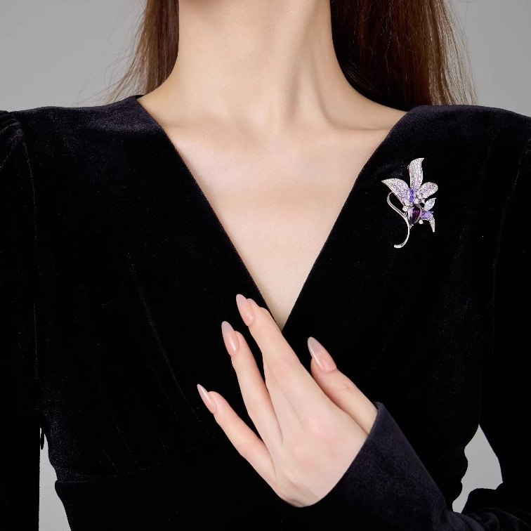 Magnolija kristalna broš za žene, vrhunski luksuz, suptilan dizajn reveru