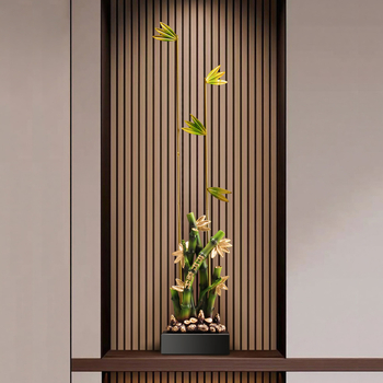 Ornament vertical din bambus din rășină pentru holul de intrare și living – decor subțire, elegant pentru TV și nișă