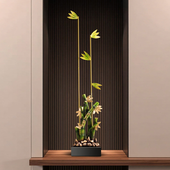 Ornament vertical din bambus din rășină pentru holul de intrare și living – decor subțire, elegant pentru TV și nișă