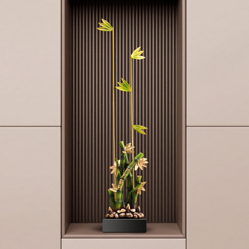 Ornament vertical din bambus din rășină pentru holul de intrare și living – decor subțire, elegant pentru TV și nișă