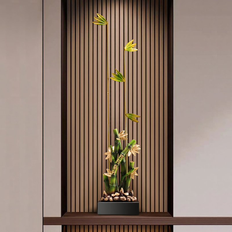 Ornament vertical din bambus din rășină pentru holul de intrare și living – decor subțire, elegant pentru TV și nișă