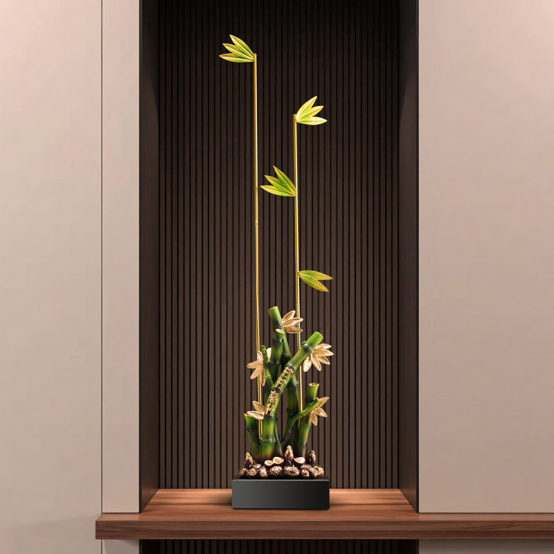 Ornament vertical din bambus din rășină pentru holul de intrare și living – decor subțire, elegant pentru TV și nișă