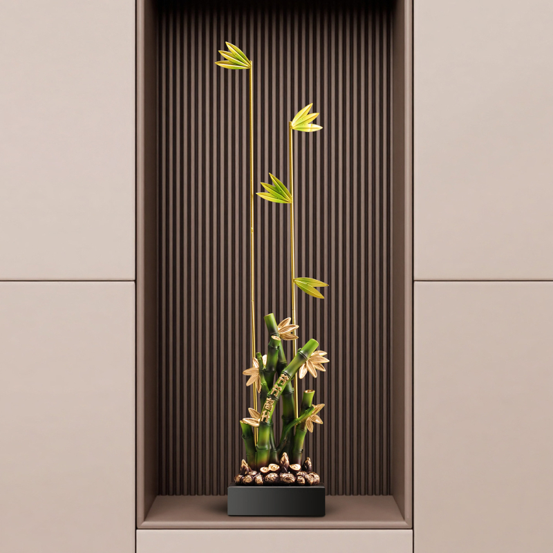 Ornament vertical din bambus din rășină pentru holul de intrare și living – decor subțire, elegant pentru TV și nișă