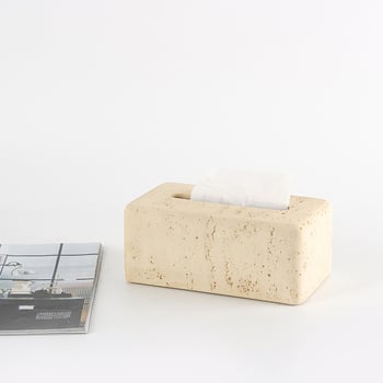 Wabi-sabi štýlová škatulka na vreckovky z živice, dekoratívny doplnok do obývačky alebo hlavnej spálne, luxusný vzhľad