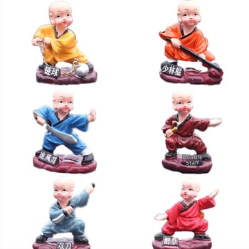 Χαριτωμένος μοναχός Shaolin Kung Fu, φιγούρα από ρητίνη για ταμπλό αυτοκινήτου και διακόσμηση σπιτιού