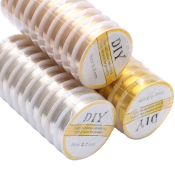 14K pozlátená meďová struna, farebná stálosť, ručne vyrobená DIY, flexibilný drôt na navliekanie, vinutie a tvarovanie