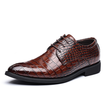 Pantofi de bărbat din PU, stil business casual, model crocodil, stil britano-coreean, vârf ascuțit, mărimi mari