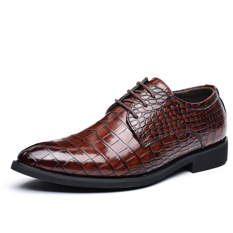 Pantofi de bărbat din PU, stil business casual, model crocodil, stil britano-coreean, vârf ascuțit, mărimi mari