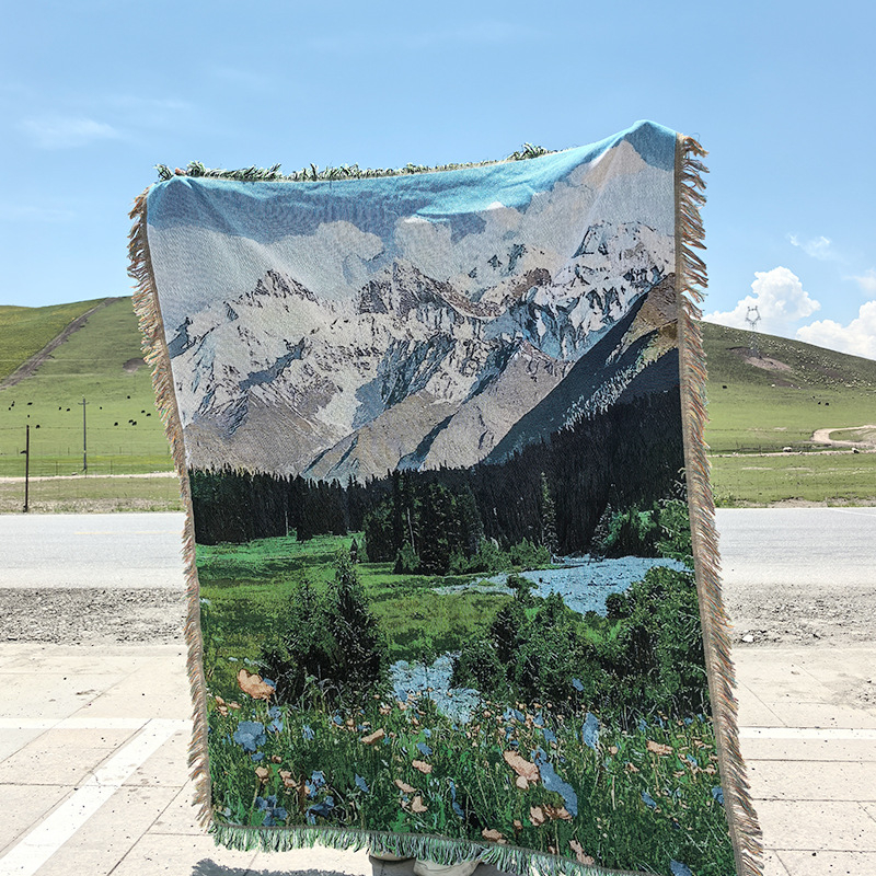 Shata Landscape Series βαμβακερή κουβέρτα για καναπέ και κρεβάτι, διακοσμητικό ύφασμα τοίχου και τραπεζομάντιλο