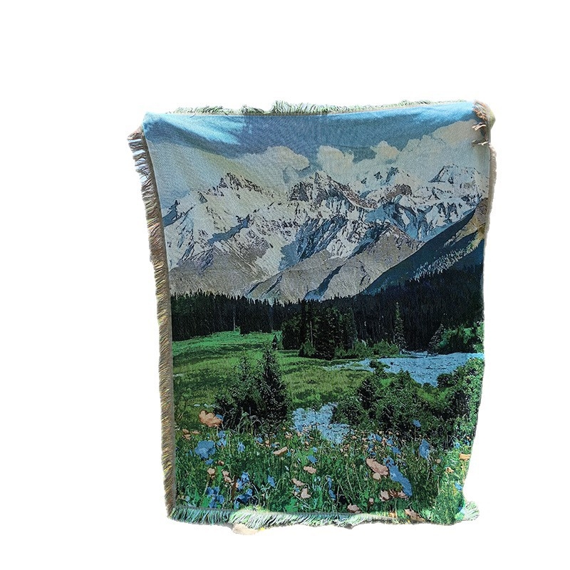 Shata Landscape Series βαμβακερή κουβέρτα για καναπέ και κρεβάτι, διακοσμητικό ύφασμα τοίχου και τραπεζομάντιλο