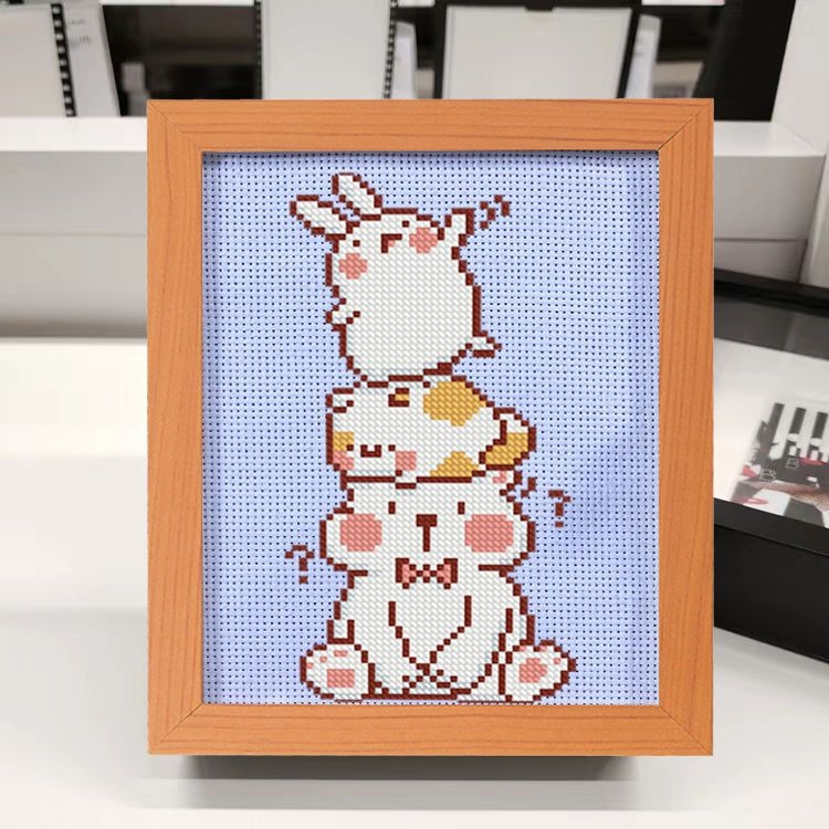 Kit de broderie cu cruce pentru începători: dinozaur mic, desen animat, pânză de in 11CT, DIY pentru camera copiilor