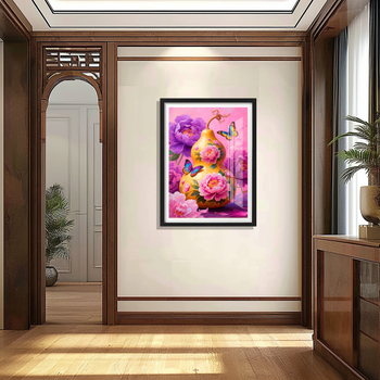 Σετ κεντήματος σταυρού με peony, κινεζικού τύπου ευοίωνο μοτίβο για σαλόνι και προθάλαμο