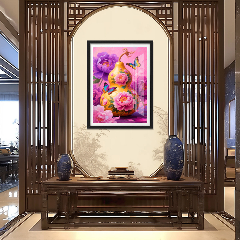 Σετ κεντήματος σταυρού με peony, κινεζικού τύπου ευοίωνο μοτίβο για σαλόνι και προθάλαμο