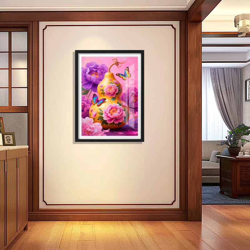 Σετ κεντήματος σταυρού με peony, κινεζικού τύπου ευοίωνο μοτίβο για σαλόνι και προθάλαμο