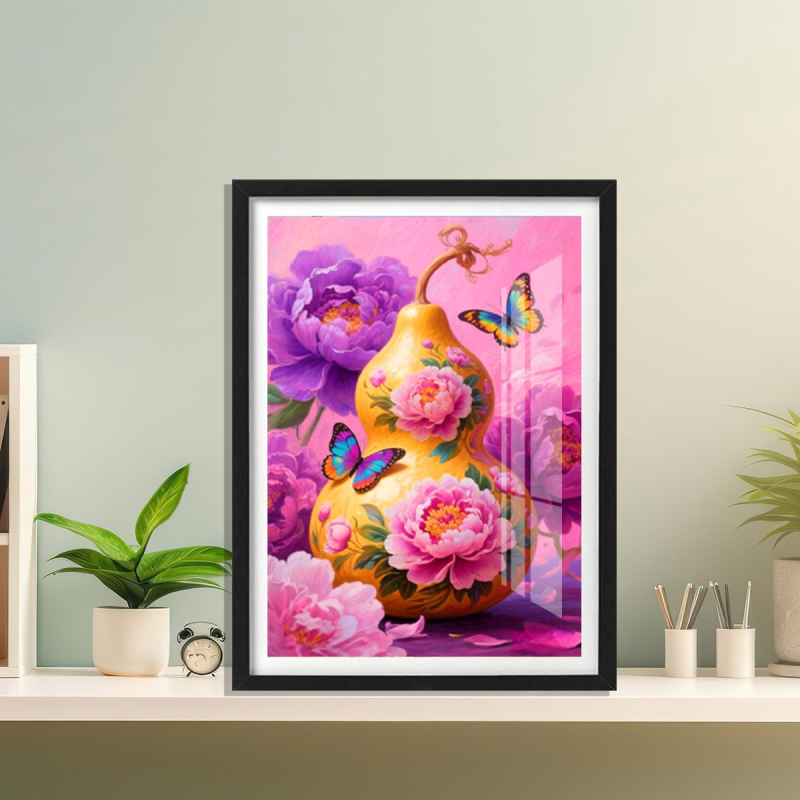 Σετ κεντήματος σταυρού με peony, κινεζικού τύπου ευοίωνο μοτίβο για σαλόνι και προθάλαμο