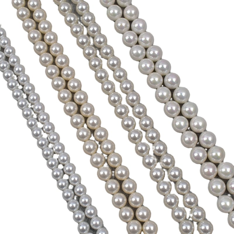 Perle din sticlă imitând scoică, albe, 8 mm, mărgele cu gaură dreaptă, pe un șir de 40 cm pentru bijuterii DIY, semifabricate, 650 culori