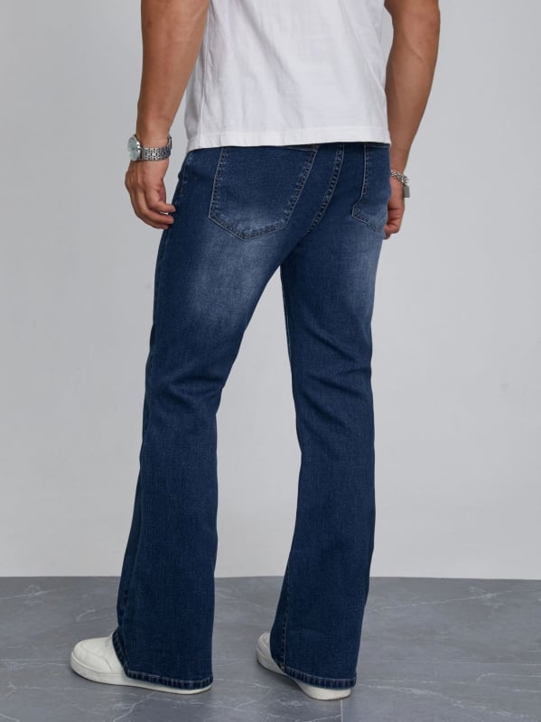 Pánske denimové nohavice so Slim Fit, elastické, do business casual, s rozšírenými nohami