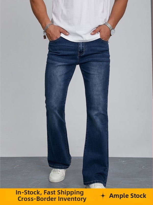 Pánske denimové nohavice so Slim Fit, elastické, do business casual, s rozšírenými nohami