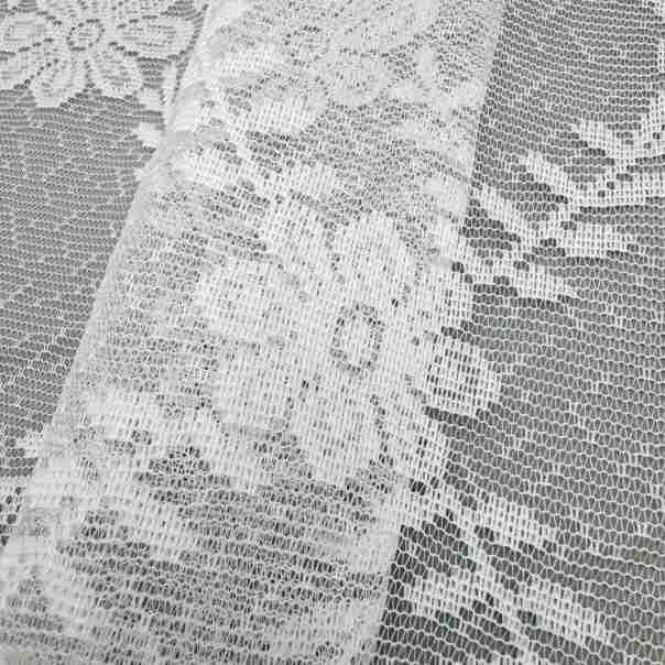Draperie scurtă albă cu flori, în stil Nordic, pentru bucătărie și sufragerie, din poliester dantelat cu plasă