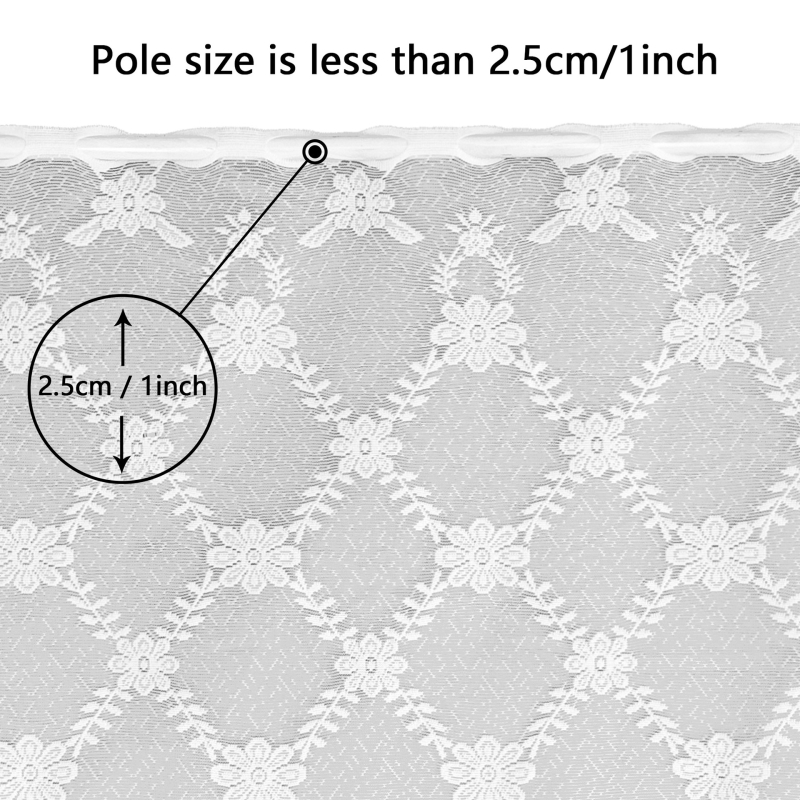Draperie scurtă albă cu flori, în stil Nordic, pentru bucătărie și sufragerie, din poliester dantelat cu plasă