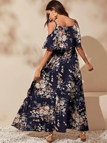 Bez rukava mini haljina s floralnim printom, poliester, kvadratni izrez