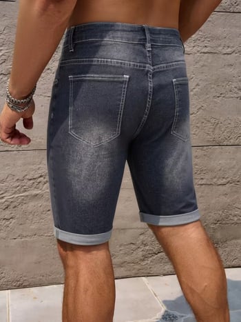 Pánske džínsové šortky, úzky strih, päť vreciek, streetwear štýl, vintage americký vzhľad