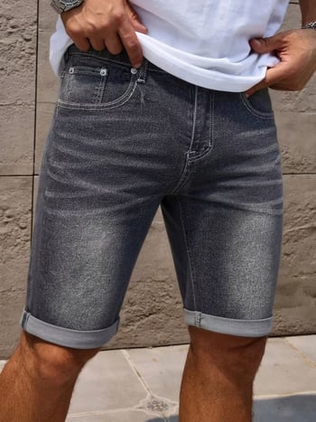 Pánske džínsové šortky, úzky strih, päť vreciek, streetwear štýl, vintage americký vzhľad