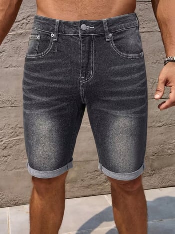 Pánske džínsové šortky, úzky strih, päť vreciek, streetwear štýl, vintage americký vzhľad