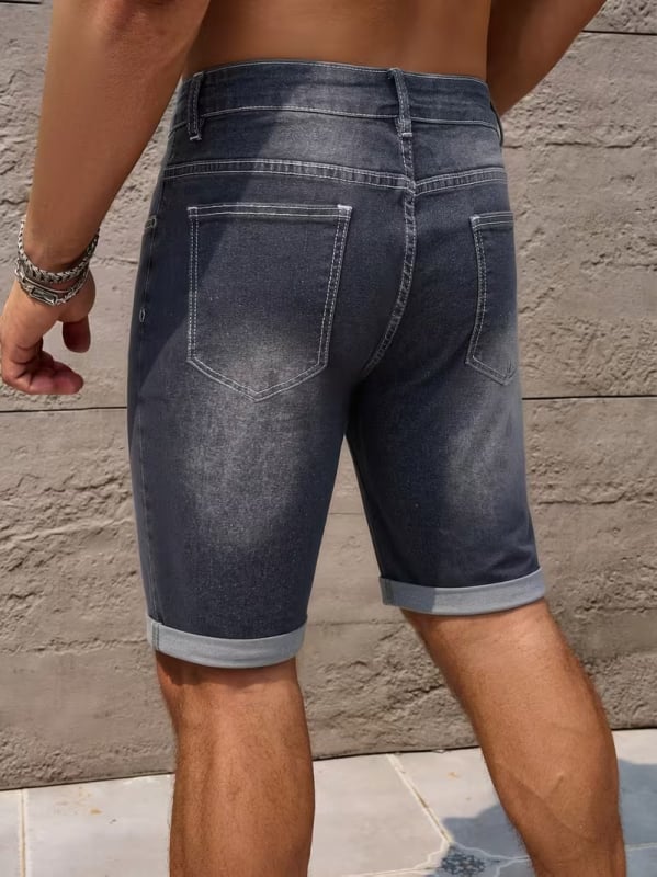 Pánske džínsové šortky, úzky strih, päť vreciek, streetwear štýl, vintage americký vzhľad