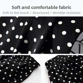 Dámske široké nohavice s bodkami z ice silk, ľahký materiál, vysoký pás, drapované, voľné, šifón