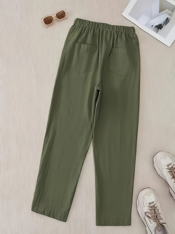 Dámske nohavice s rovnou líniou, cropped dĺžka, elastický pás, voľný strih, polyester-spandex zmes