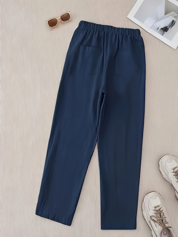 Dámske nohavice s rovnou líniou, cropped dĺžka, elastický pás, voľný strih, polyester-spandex zmes