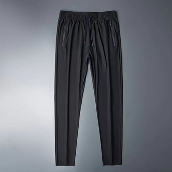 Pánske dlhé športovo-casual nohavice z nylonu Ice Silk, ľahké, rýchloschnúce, elastické, s vreckami na zips a opaskom