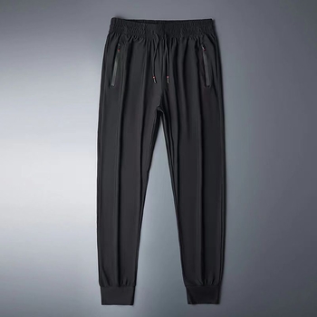 Pánske dlhé športovo-casual nohavice z nylonu Ice Silk, ľahké, rýchloschnúce, elastické, s vreckami na zips a opaskom