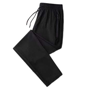 Pánske dlhé športovo-casual nohavice z nylonu Ice Silk, ľahké, rýchloschnúce, elastické, s vreckami na zips a opaskom