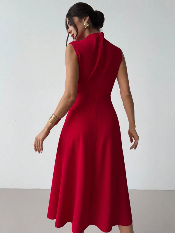 Rochie roșie fără mâneci, lungă, pentru femei, elegantă, rochie de petrecere