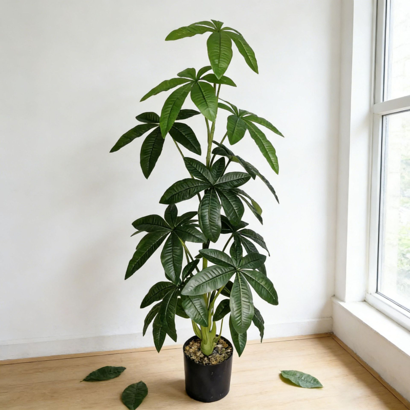 Nordic stílusú mesterséges Monstera növény banánlevél mintával, padlón álló bonsai dekoráció