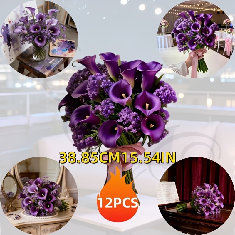 Τεχνητά λουλούδια σε μοβ απόχρωση: Calla Lily και Baby's Breath – μεικτή σύνθεση