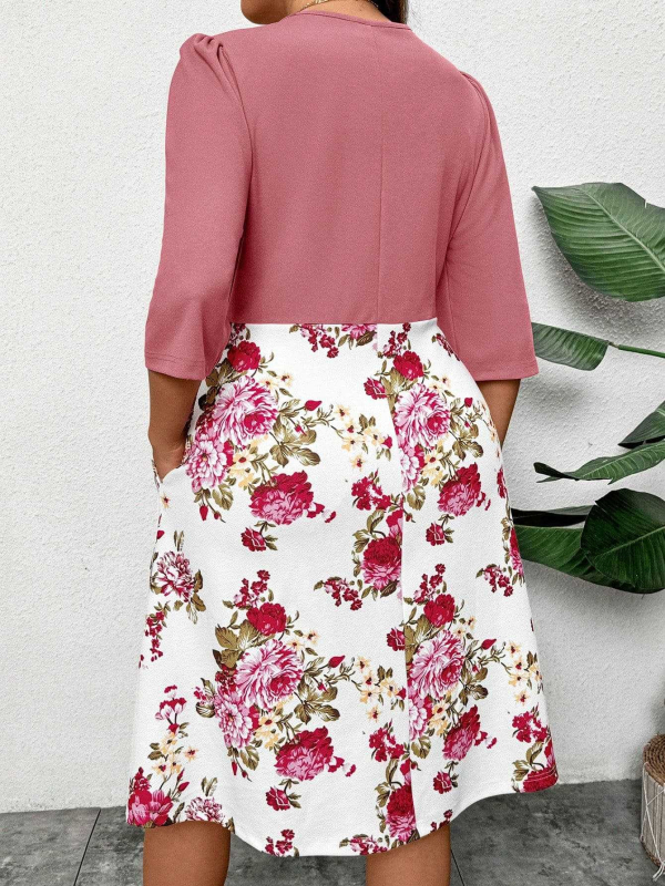 Rochie florală pentru femei, primăvară, stil franțuzesc, elegantă, croială în A-line ce subțiază silueta, mâneci bufante și set cardigan.