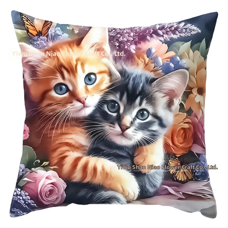 Obliečka na vankúš s pivóniou a vtákmi, ľanový materiál, 45×45 cm, moderný dizajn do spálne.