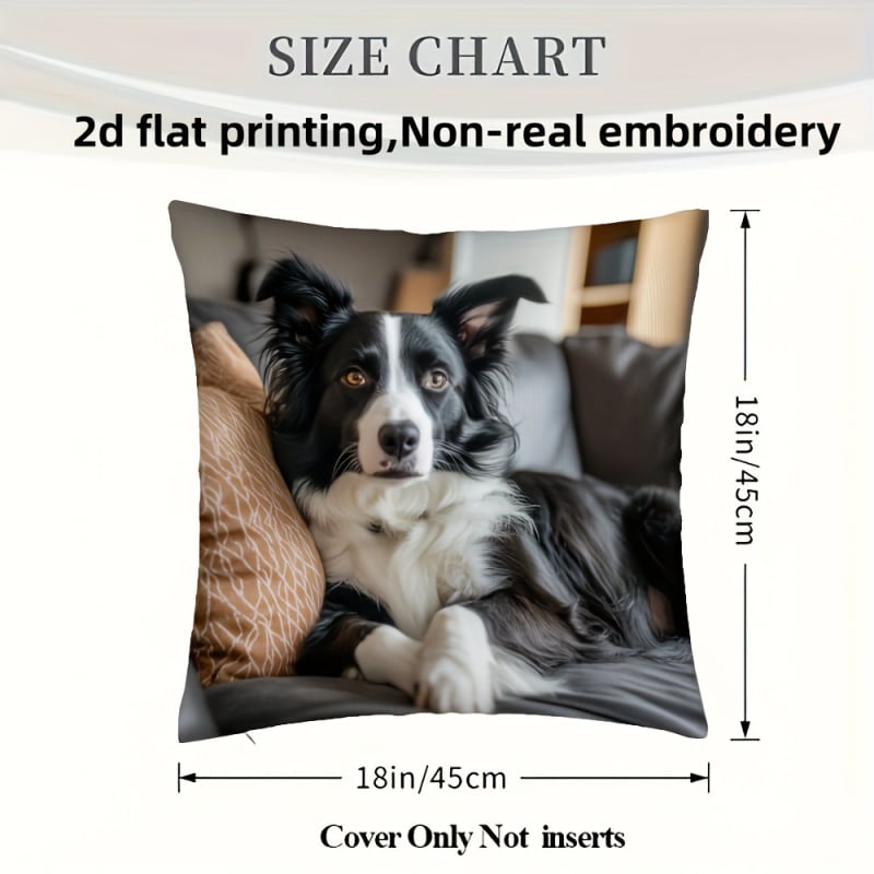 Μαξιλαροθήκη με μοτίβο Border Collie, εκτύπωση μονής όψης, κατάλληλη για διακόσμηση σαλονιού, χωρίς γέμισμα