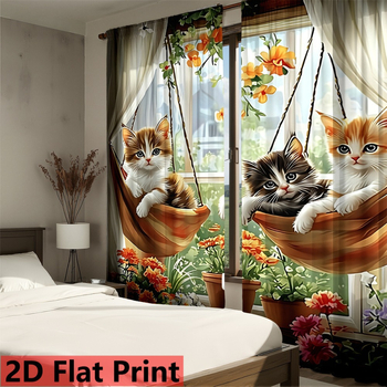 Cortină din poliester cu imprimare digitală, semiîntunecare, decorativă pentru living, dormitor, sufragerie și hol