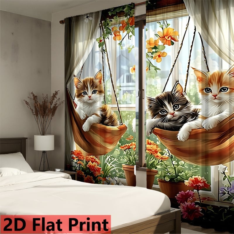 Cortină din poliester cu imprimare digitală, semiîntunecare, decorativă pentru living, dormitor, sufragerie și hol