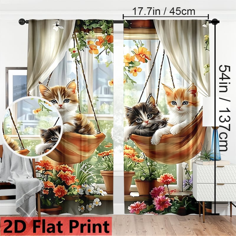 Cortină din poliester cu imprimare digitală, semiîntunecare, decorativă pentru living, dormitor, sufragerie și hol