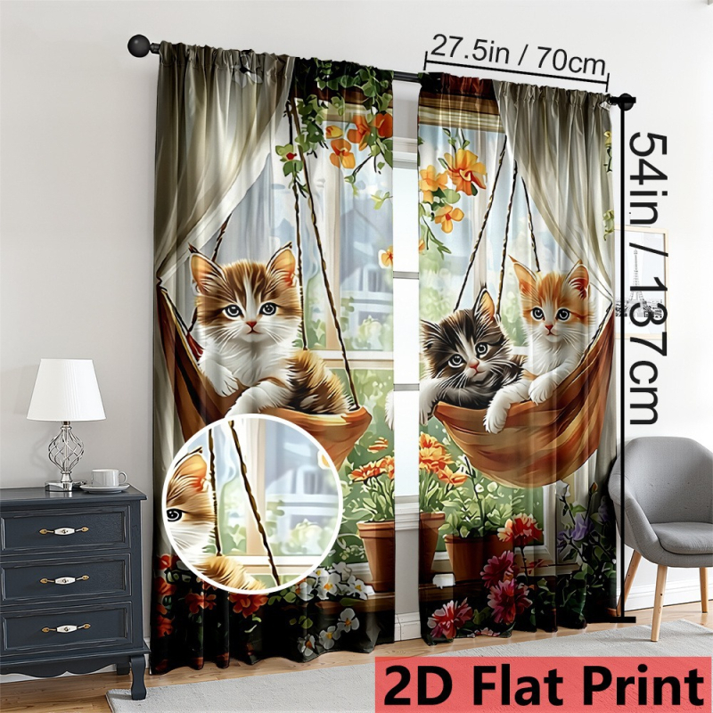 Cortină din poliester cu imprimare digitală, semiîntunecare, decorativă pentru living, dormitor, sufragerie și hol