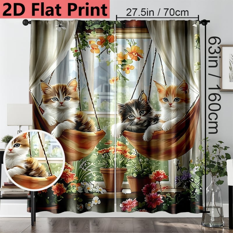 Cortină din poliester cu imprimare digitală, semiîntunecare, decorativă pentru living, dormitor, sufragerie și hol
