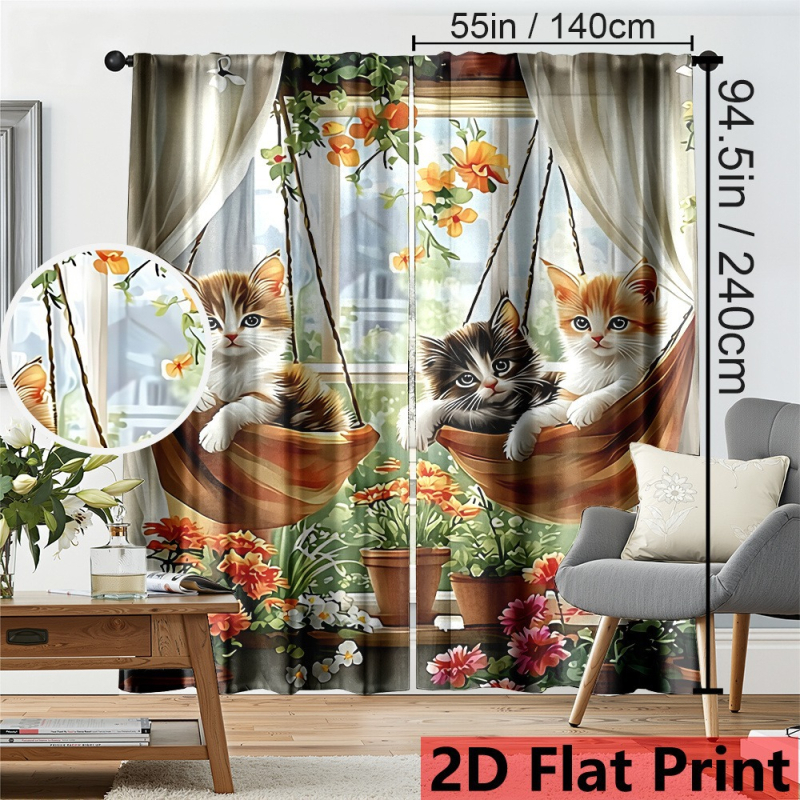 Cortină din poliester cu imprimare digitală, semiîntunecare, decorativă pentru living, dormitor, sufragerie și hol