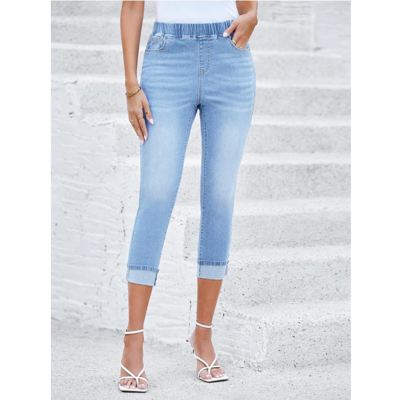 2026 Γυναικείοι Τζιν Με Λαστιχένια Μέση, Stretch Denim, Μοντέρνο Casual, Πλυμένα Τζιν